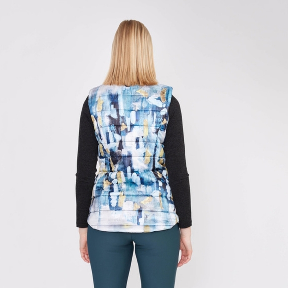 Dolcezza Paint Stroke Padded Gilet, Blue Multi Size Medium - Picture 2 of 16